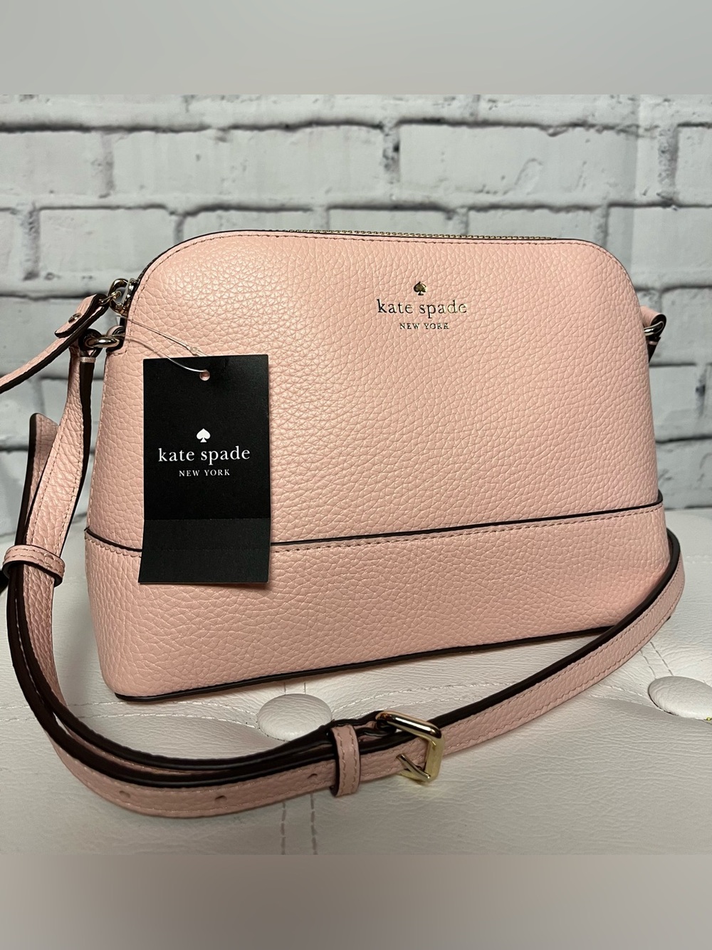 kate spade Pink Pebbled Leather in Rose Smoke Crossbody